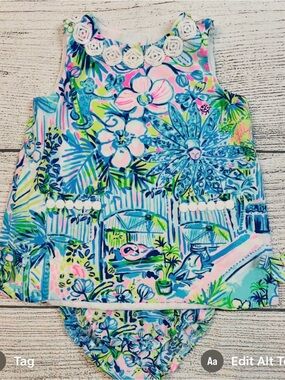 Lilly Pulitzer Girls Floral Tropical Print Matching Set in Blue, Pink, Green
